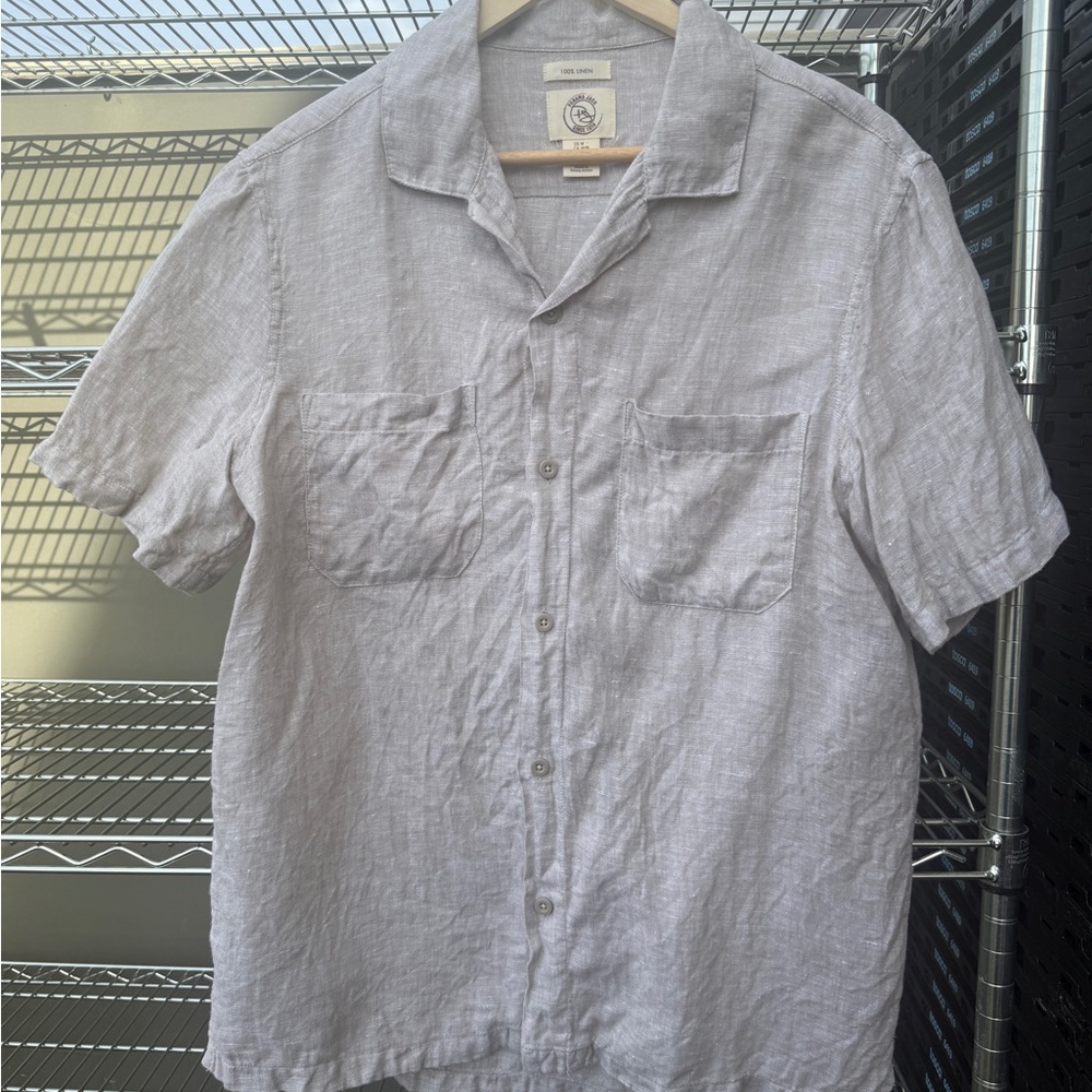 Panama Jack Tan 100% Linen Short Sleeve shirt Men’s Medium - Picture 2 of 3